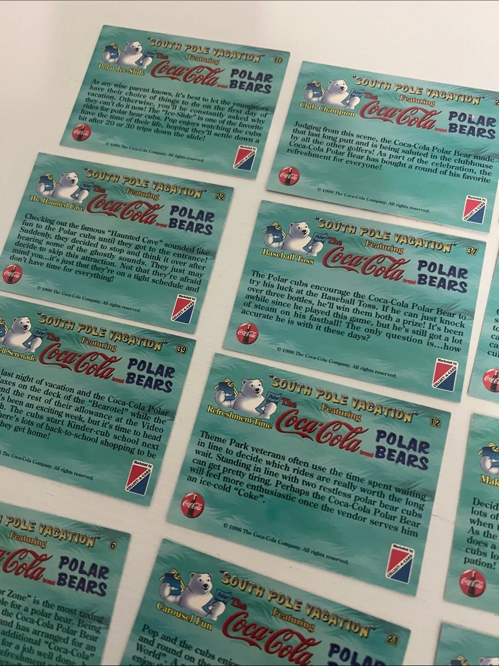 1996 South Pole Vacation Coca Cola Polar Bears Trading Cards (15) - Lot #3